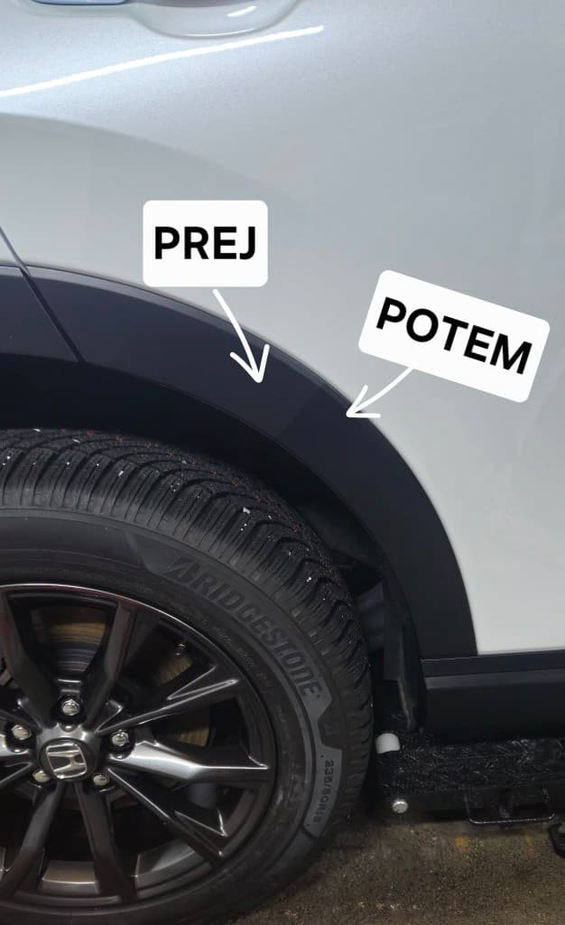 Obnova plastike okoli kolesa — pred in po
